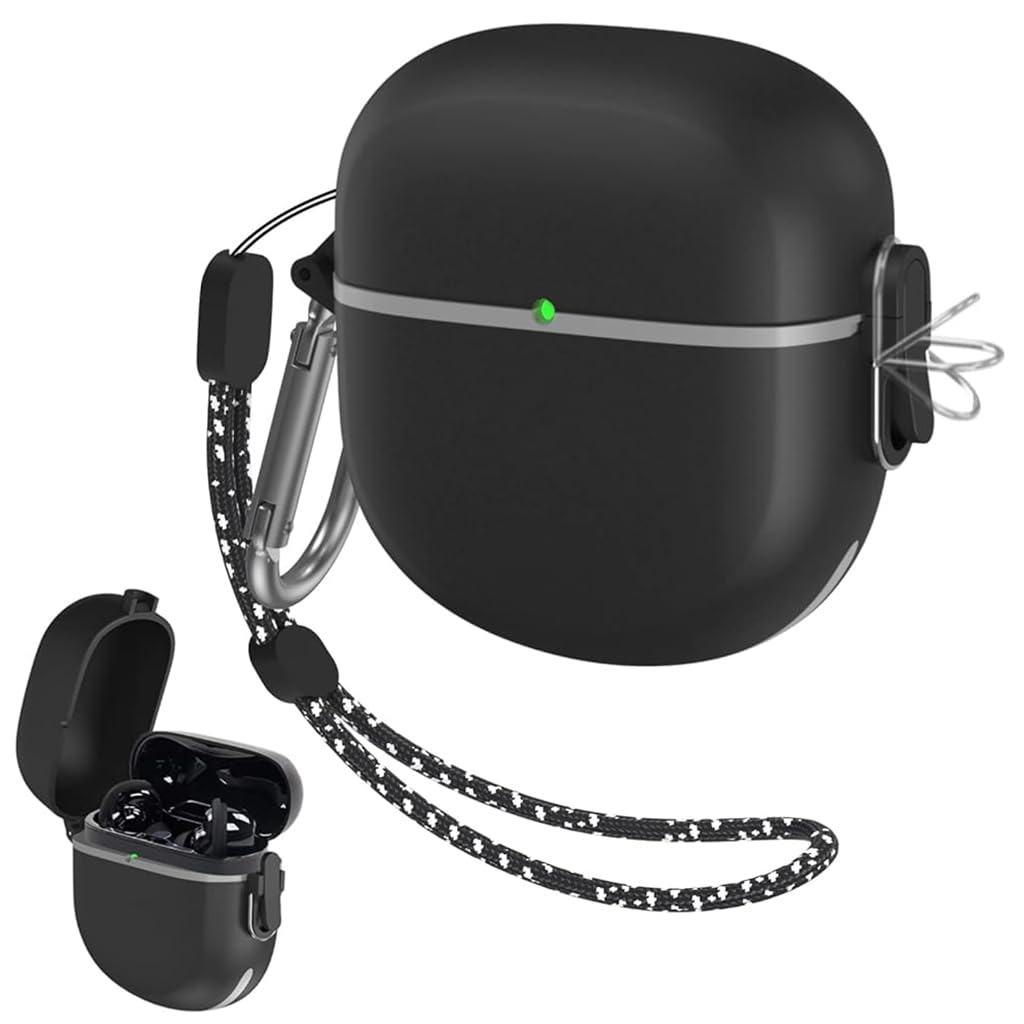 ZORBES Protective Case for QuietComfort Earbuds II 2022, Shockproof Case for QuietComfort Earbuds II Charging Case Charging Case TPU Protective Cover with Lanyard and Keychain (Black) ZORBES Protective Case for QuietComfort Earbuds II 2022, Shockproof Case for QuietComfort Earbuds II Charging Case Charging Case TPU Protective Cover with Lanyard and Keychain (Black)